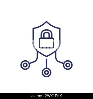 icône de ligne de cybersécurité, vecteur Illustration de Vecteur