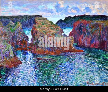 Rochers à Port-Goulphar, belle-le, 1886 (peinture) par l'artiste Monet, Claude (1840-1926) Français. Illustration de Vecteur