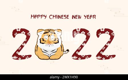 Nouvel an chinois 2022 année du tigre avec des éléments asiatiques année du tigre Illustration de Vecteur