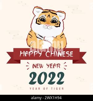 Nouvel an chinois 2022 année du tigre avec des éléments asiatiques année du tigre Illustration de Vecteur