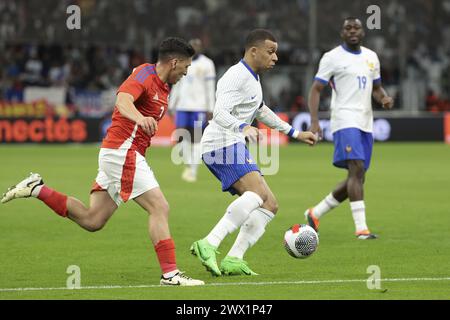 Kylian Mbappe de France lors du match international amical de football entre la France et le Chili le 26 mars 2024 au stade Vélodrome de Marseille Banque D'Images