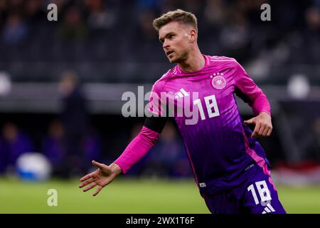 FRANCFORT-SUR-le-MAIN, ALLEMAGNE - MARS 26 : Maximilian Mittelstadt (Allemagne) regarde pendant le match amical de l'Allemagne et des pays-Bas à Deutsc Banque D'Images