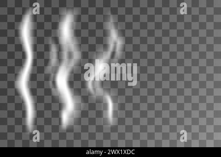 Brouillard, filet de fumée, flots de fumée isolés. Cigarette et vecteur chaud. Illustration de Vecteur