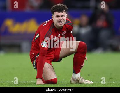 Cardiff, pays de Galles, 26 mars 2024. Neco Williams du pays de Galles lors du match de qualification pour le Championnat d'Europe de l'UEFA au Cardiff City Stadium, Cardiff. Le crédit de l'image devrait se lire : Darren Staples / Sportimage Banque D'Images