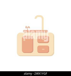 Contour d'un logo vectoriel de lave-main. Vecteur de meubles de salle de bain intérieure. Lavabo de style simple. Illustration de Vecteur