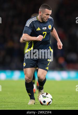 Glasgow, Royaume-Uni. 26 mars 2024. John McGinn d'Écosse lors du match amical international à Hampden Park, Glasgow. Le crédit photo devrait se lire : Neil Hanna/Sportimage crédit : Sportimage Ltd/Alamy Live News Banque D'Images