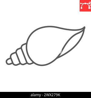 Icône de ligne de conque, fruits de mer et mollusque, icône vectorielle de coquillage, graphiques vectoriels, signe de contour de trait modifiable, eps 10. Illustration de Vecteur