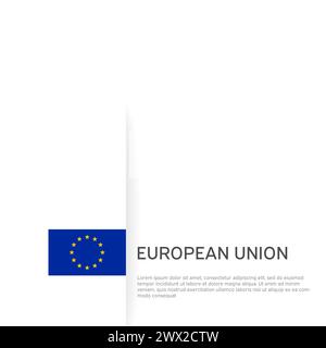 Fond du drapeau de l'union européenne. Bannière patriotique de l'UE, couverture. Modèle de document avec drapeau eu, fond blanc. Affiche nationale. Livret d'affaires Illustration de Vecteur