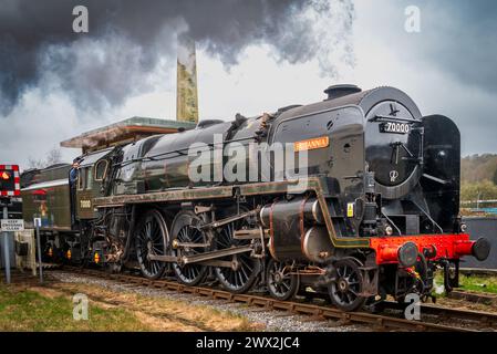 BR Standard Class 7 70000 Brittania locomotive à vapeur vue sur le chemin de fer East Lancashire. Rawtenstall Banque D'Images