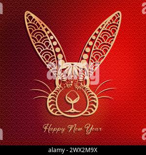 Joyeux nouvel an chinois 2023 signe du zodiaque lapin, chinois traditionnel. (Traduction : bonne année 2023, année du lapin). Banque D'Images