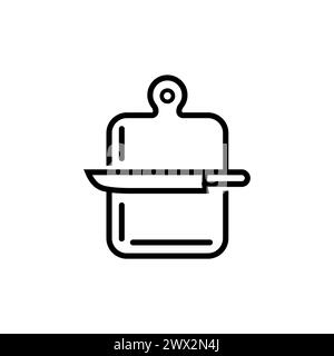 Cuisine, nourriture, enseignes de cuisine. Symbole vectoriel dans un style de ligne moderne. Contour modifiable. Icône de ligne de couteau et planche à découper Illustration de Vecteur