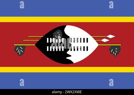 Drapeau national d'Eswatini, signe d'Eswatini, drapeau d'Eswatini Illustration de Vecteur