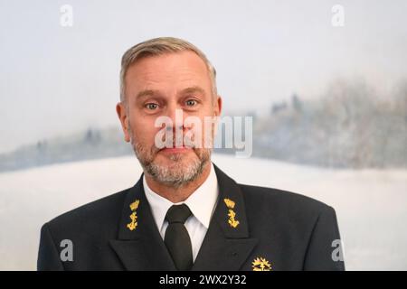 RIGA, Lettonie. 27 mars 2024. Rob Bauer (photo), président du Comité militaire de l'OTAN, rencontre Edgars Rinkevics, président de la Lettonie. Crédit : Gints Ivuskans/Alamy Live News Banque D'Images