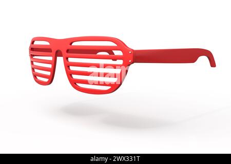 Angle latéral de l'obturateur rouge ombres sur blanc Banque D'Images