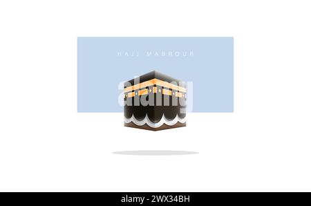 Traduction : qu'Allah accepte votre Hajj et vous accorde le pardon. Kaaba vecteur pour Hajj Mabroor à la Mecque Arabie Saoudite. Hajj Mabrour et la Sainte Mecque Illustration de Vecteur