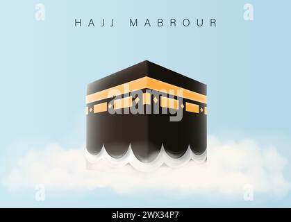 Traduction : qu'Allah accepte votre Hajj et vous accorde le pardon. Kaaba vecteur pour Hajj Mabroor à la Mecque Arabie Saoudite. Hajj Mabrour et la Sainte Mecque Illustration de Vecteur