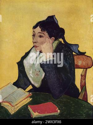 « L'Arlésienne » de Vincent van Gogh (vers 1888), situé au Metropolitan Museum of Art de New York, représente Madame Ginoux, propriétaire d'un café Arles, incarnant le style post-impressionniste de Van Gogh avec des couleurs vives et des lignes expressives. Ce portrait, qui fait partie d'une série, illustre la fascination de van Gogh pour capturer le caractère et l'essence de ses sujets à travers des teintes vibrantes et des pinceaux dynamiques, reflétant ses contributions novatrices à l'art moderne Banque D'Images