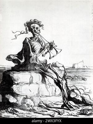 Peace d'Honoré Daumier (vers 1849-1852), une lithographie trouvée au Metropolitan Museum of Art de New York, utilise la satire pour critiquer le paysage politique de son époque. Connu pour son observation et son esprit, Daumier dépeint le concept de paix d'une manière qui reflète les complexités et les ironies des conditions sociétales et politiques de la France du XIXe siècle. Banque D'Images