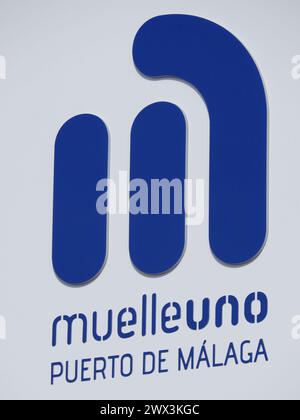 Logo du quai One, port de Málaga. Espagne. Banque D'Images