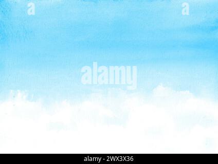 Ciel bleu du matin. Illustration aquarelle, fond dessiné à la main Banque D'Images