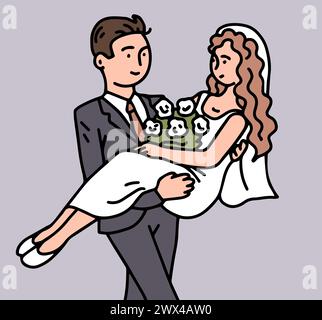 Happy Bride and Groom Illustration de Vecteur