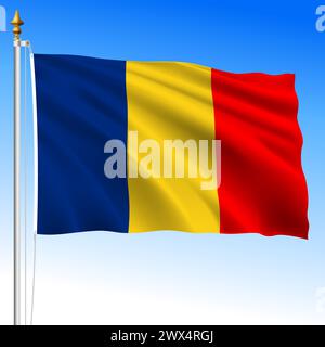 Drapeau officiel de la Roumanie agitant, Union européenne, illustration vectorielle Illustration de Vecteur