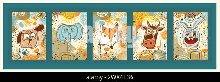 Vecteur animal mignon. Chambre de décoration de chambre d'enfant. Peut être utilisé pour toute autre occurrence pour bébé ou enfant. dessin à la main. Pas ai, illustration vectorielle Illustration de Vecteur