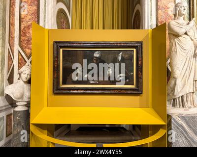 Rome, Italie. 26 mars 2024. La peinture de Diego Velazquez, « servante de cuisine avec le souper à Emmaus », est vue à la Galleria Borghese à Rome, Italie, le 26 mars 2024. (Photo de Jakub Porzycki/NurPhoto) crédit : NurPhoto SRL/Alamy Live News Banque D'Images