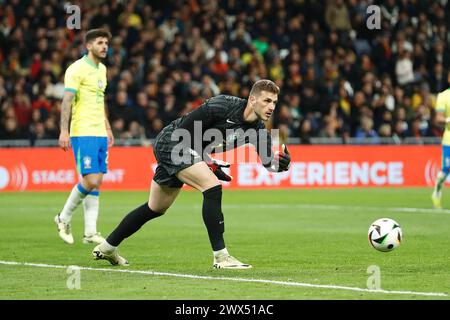 Madrid, Espagne. 26 mars 2024. Bento (BRA) Football/Football : match amical international entre l'Espagne 3-3 Brésil à l'Estadio Santiago Bernabeu à Madrid, Espagne . Crédit : Mutsu Kawamori/AFLO/Alamy Live News Banque D'Images