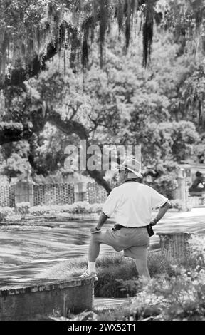 L'homme apprécie la vue à Brookgreen Gardens South Carolina USA Banque D'Images