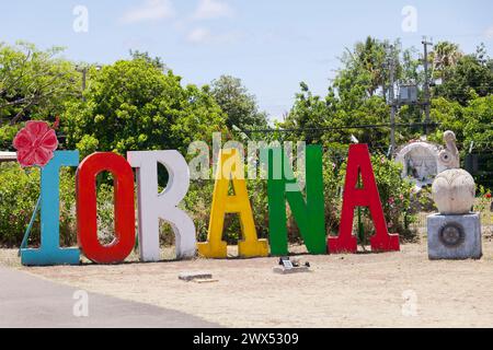 Île de Pâques, Chili. 31 décembre 2023. IORANA signe à l'aéroport international de Mataveri le 31 décembre 2023 à l'île de Pâques (Rapa Nui), Chili. Banque D'Images