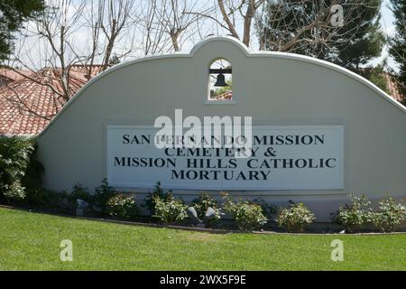 Mission Hills, Californie, États-Unis 26 mars 2024 cimetière de mission San Fernando le 26 mars 2024 à Mission Hills, Californie, États-Unis. Photo de Barry King/Alamy Stock photo Banque D'Images