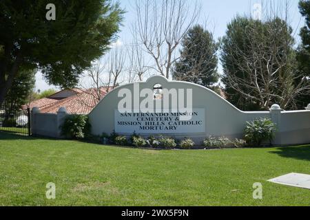 Mission Hills, Californie, États-Unis 26 mars 2024 cimetière de mission San Fernando le 26 mars 2024 à Mission Hills, Californie, États-Unis. Photo de Barry King/Alamy Stock photo Banque D'Images