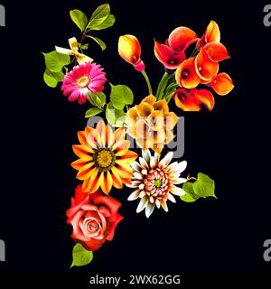 Dernière nouvelle conception textile numérique fleurs et feuilles motif design pour l'impression Illustration de Vecteur