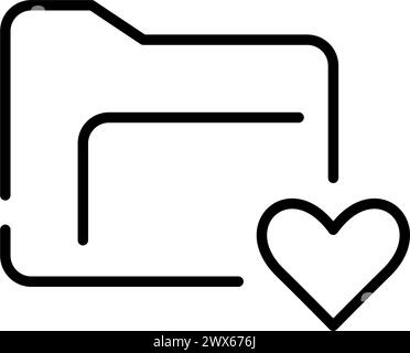 Dossier et coeur. Marquage des fichiers favoris pour un accès facile. Documents importés ou de qualité supérieure. Icône vectorielle modifiable Illustration de Vecteur