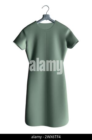 Modèle polygonal de robe de femme verte accrochée à un cintre isolé sur un fond blanc. Illustration vectorielle. 3D. Illustration de Vecteur