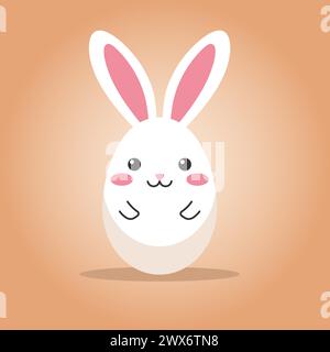 Illustration d'un lapin de Pâques en forme d'œuf.fond vectoriel de Pâques joyeuses pour carte de voeux, affiche, bannière. Illustration de Vecteur