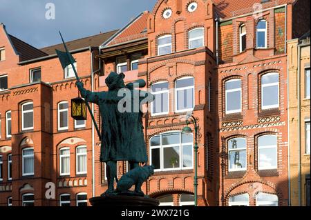 Le veilleur de nuit de 1896, Lindener Market place, Hanovre, basse-Saxe, Allemagne, Europe Banque D'Images