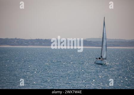 France, région Normandie, Manche, Baie du Mont-Saint-Michel, Granville, bateau de plaisance, zodiaque Banque D'Images