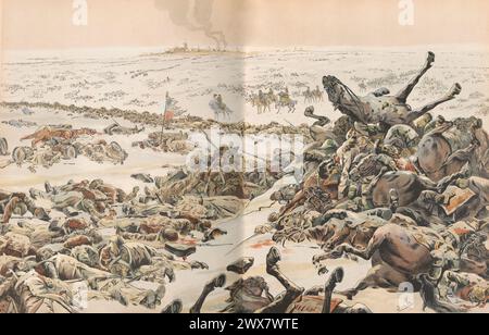 Napoléon Ier déplore le grand nombre de victimes à la bataille d'Eylau en février 1807. Illustration de Job tirée du livre Napoléon écrit par Georges Montorgueil, publié en 1921 par Boivin (Paris). Banque D'Images