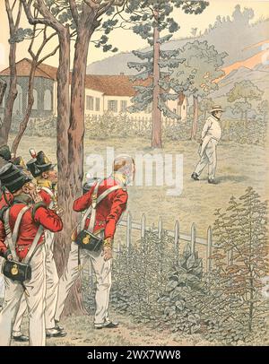 Dernière apparition de Napoléon Ier au Château de Malmaison après la défaite de Waterloo et sa deuxième abdication. 26-28 juin 1815 illustration de Job tirée du livre 'Napoléon' écrit par Georges Montorgueil, publié en 1921 par Boivin (Paris). Banque D'Images