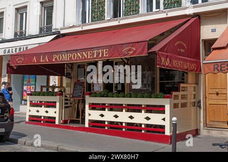 Paris, Montmartre, restaurant la Pomponnette, 18ème arrondissement. Banque D'Images
