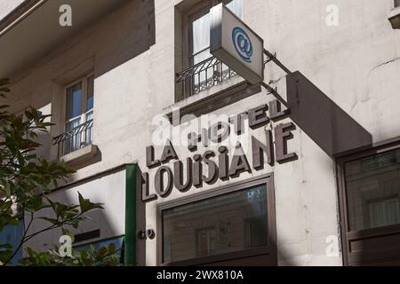 Paris, 6 ème arrondissement, 60 rue de Seine, l'hôtel la Louisiane, signer et porte, Banque D'Images