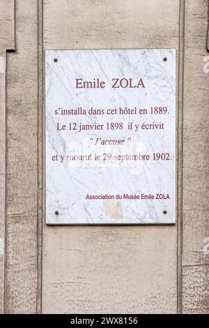 Paris, 9e arrondissement, 21 bis rue de Bruxelles, où l'écrivain français Emile Zola est mort, siège actuel de la société AGESSA Banque D'Images