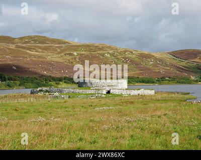 Clickimin Broch à Lerwick, îles Shetland. Écosse. Le Broch est un grand bâtiment bien conservé de l'âge du fer. Banque D'Images