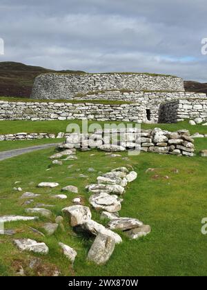 Clickimin Broch à Lerwick, îles Shetland. Écosse. Le Broch est un grand bâtiment bien conservé de l'âge du fer. Banque D'Images