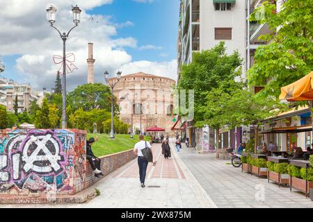 Thessalonique, Grèce - 04 mai 2019 : la Rotonde (Ροτόντα) a été érigée dans des monuments du début du IVe siècle de notre ère situés dans le centre-ville. Banque D'Images