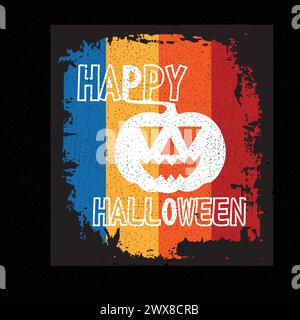 Joyeux Halloween coloré Distressed Graphic Design t shirt vecteur Illustration de Vecteur