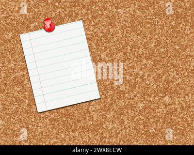 Un papier à notes et une épingle sur un panneau de liège Banque D'Images