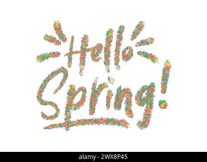 Bonjour Spring - vecteur de lettrage isolé sur fond blanc Illustration de Vecteur